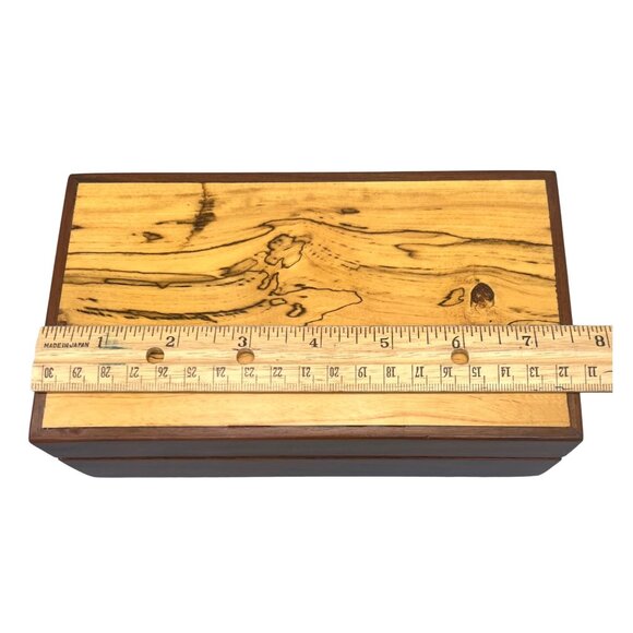 Handcrafted Wooden Jewelry Box With Spalted Maple Lid R Wilson 2000 7.5 x 4.25" - Picture 8 of 13